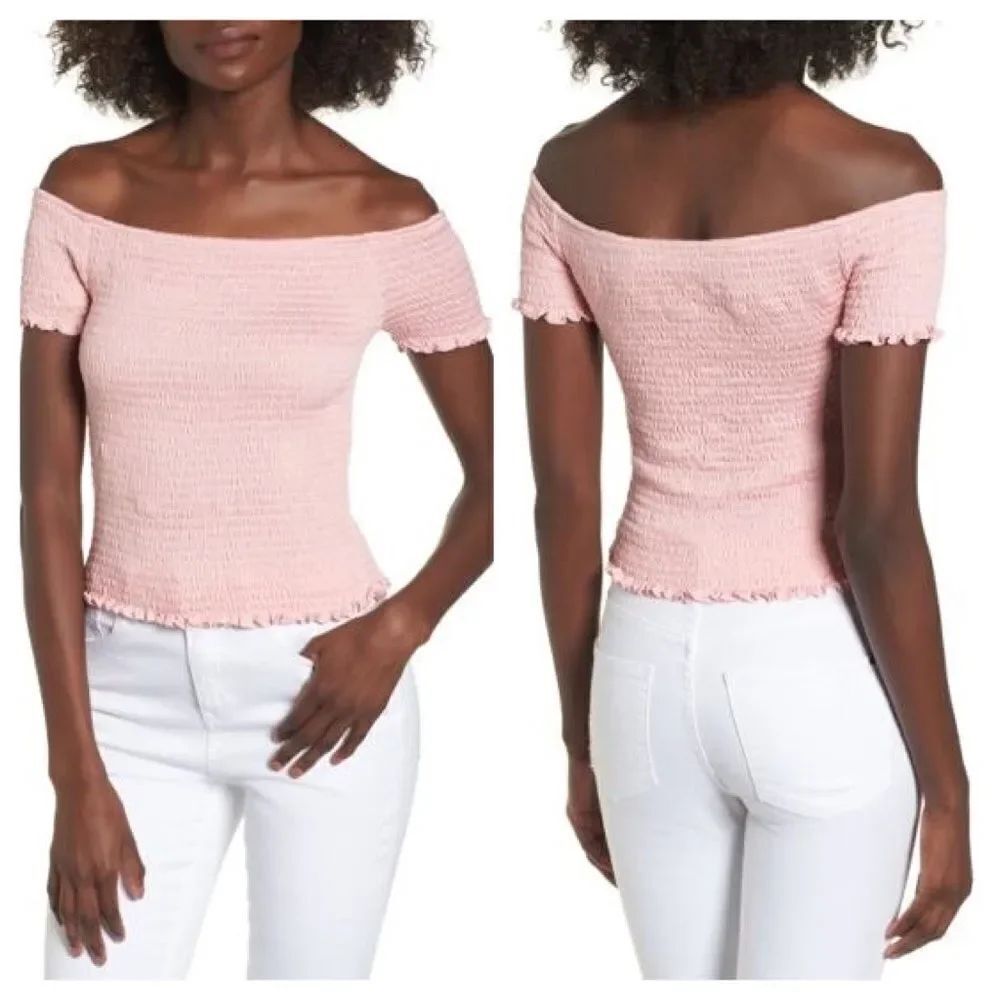 Chloe & Katie Smocked Off the Shoulder Neckline